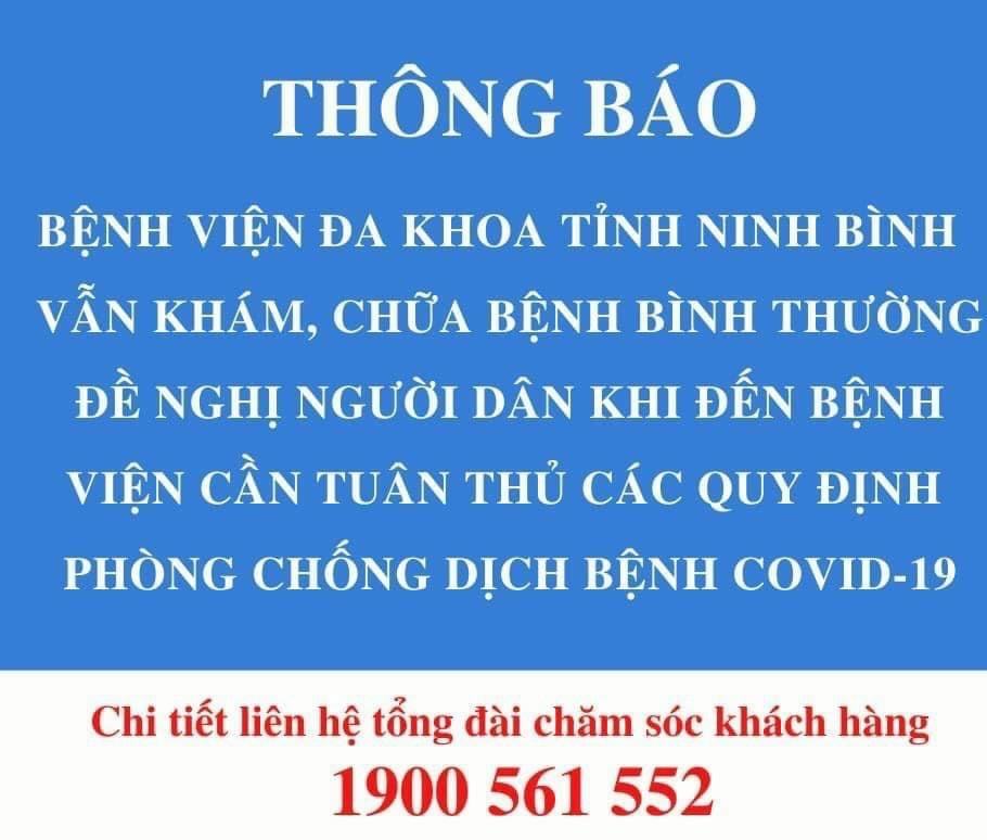Thông báo về việc Khám chữa bệnh tại Bệnh viện Đa khoa tỉnh Ninh Bình.